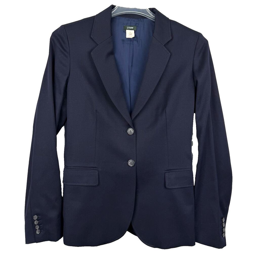 Vintage J Crew 2006 100% Wool Blazer Women’s Tall 12 Navy Made in Japan Preppy